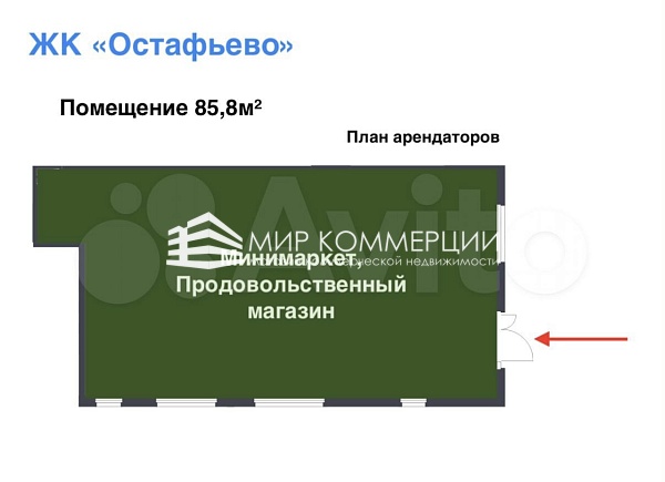 ЖК «Остафьево» продажа с сетевым арендатором (№676)